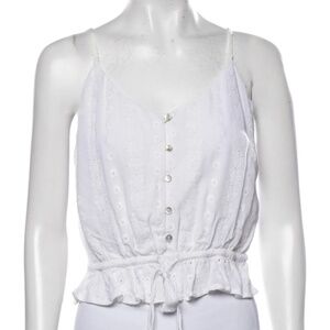 CUPCAKES & CASHMERE White V-Neck Button Cami Camisole Lace Sleeveless Crop Top S